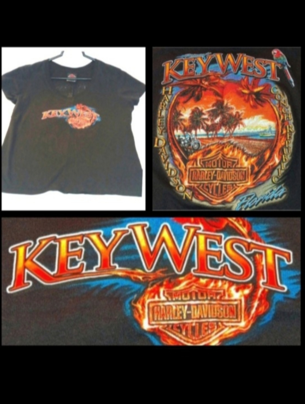 Harley-Davidson Women's V-Neck Graphic T-shirt | EUC | Key West